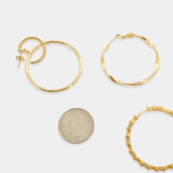 NEW Dangle Drop Gold Hoop Huggie Earrings - Picture 5 of 5